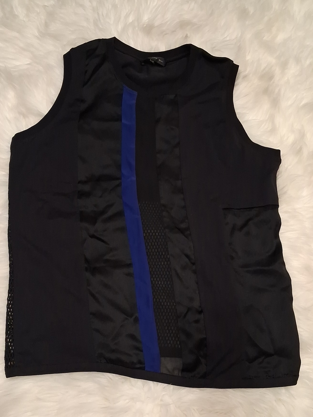 Barbara Bui Sleeveless Black Top with Blue Accent